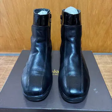 요시노야 블랙 가죽 지퍼 부츠