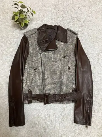 Edition 에디션 더블 라이더 자켓 양가죽 알파카 M