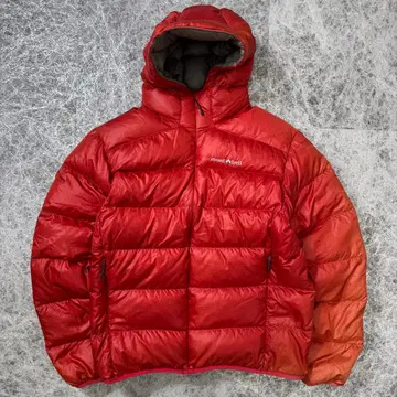 몽벨 라이트 알파인 다운 후드티 오렌지 계열 M 800필 EX 구스