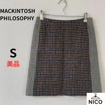 매킨토시 철학 해리스 트위드 36 울 스커트 체크 무늬