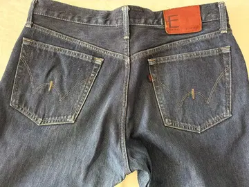 E 스트레이트 데님 팬츠 다크 블루