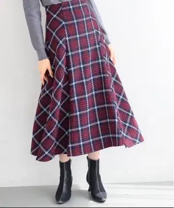 미슈마슈 로빙 체크 A라인 스커트