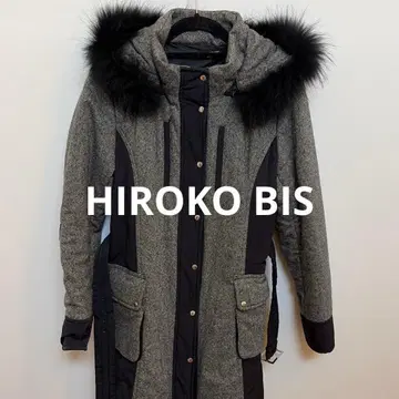 히로코비스 후드 부착 롱 코트 자카드 x 다운 퍼 부착 9호