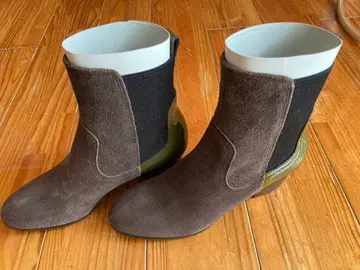 사이드 고어 부츠 브라운 중간 굽