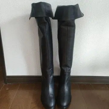 K.T KIYOKO TAKASE 블랙 접이식 디자인 롱 부츠 M