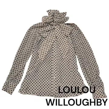 [LOULOU WILLOUGHBY] 데신 도트 프릴 블라우스 보타이 포함
