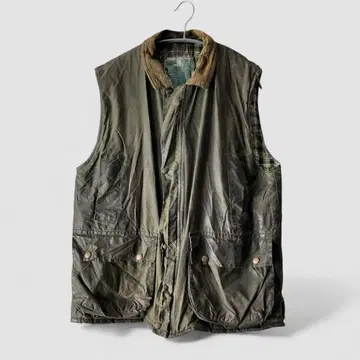 90s 올리브 그린 다운 베스트 오일드 자켓 빈티지