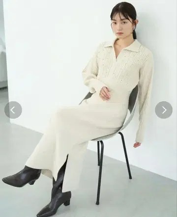 당일 발송 라그나문 케이블 비쥬 I라인 니트 원피스 아이보리