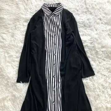 안티카 착각 원피스 도킹 가디건 스트라이프 롱 블랙