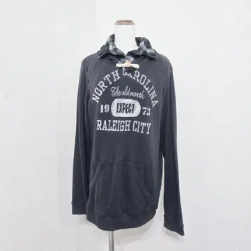 풀오버 후드티 레이어드 레이어드 스타일 체크 셔츠 [ L ] 그레이 로고