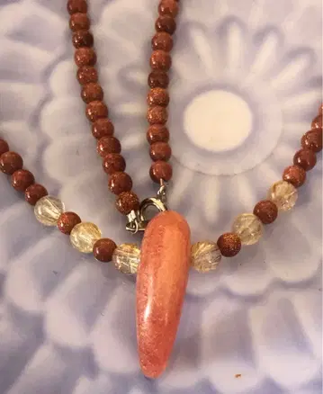 황금 루틸 잉카 로즈 펜던트 목걸이 금장 장식 실버 현품 무료 배송