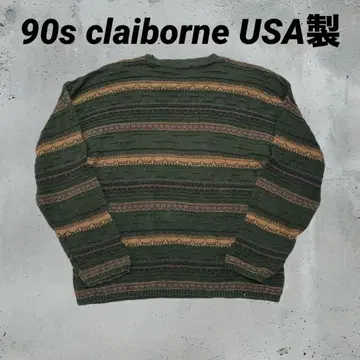 90s claiborne USA제 니트 스웨터 그린 M 사이즈