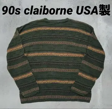 90s claiborne USA제 니트 스웨터 그린 M 사이즈