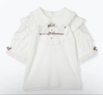 NOEMIE 더블 리본 펄 숄더 티셔츠 화이트