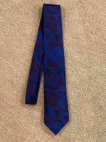 ETRO 넥타이 네이비/퍼플 페이즐리 무늬