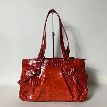2511-60 | 새상품급 | 훌라 핸드백 레드 악어 엠보싱