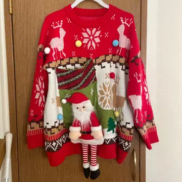 크리스마스 산타 니트 스웨터 L 사이즈