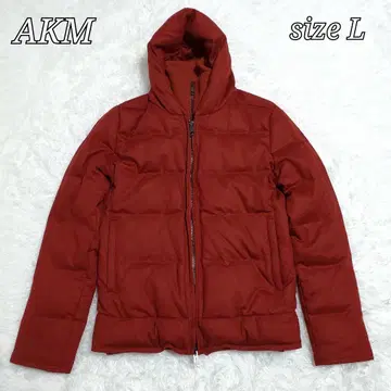 AKM 다운 자켓 캐시미어 혼방 더블 지퍼 페이크 후드 빨간색 L