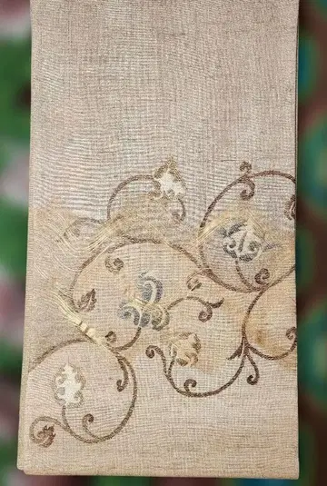 당초 꽃 무늬 오타이코 패턴 후쿠로 오비 순수 실크