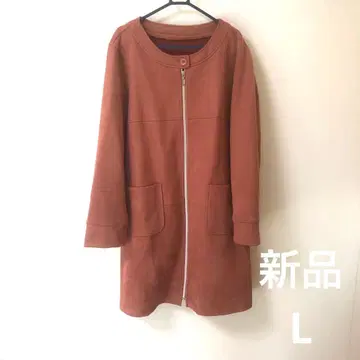 스웨이드 느낌 지퍼 달린 노카라 코트 L 택없는 새상품