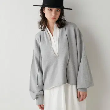 Whim Gazette 윔 가젯 맨투맨 V넥 풀오버 그레이