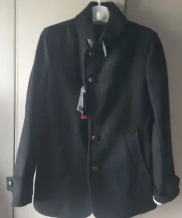 블랙 스텐카라 코트 울 혼방