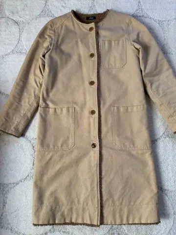 SHIPS 보아 롱 코트 베이지