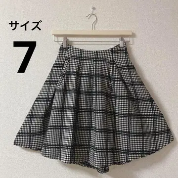 [ 에프데 ] 플레어 스커트 화이트 블랙 체크 백리본 무릎 기장 7