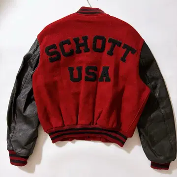 USA제 SCHOTT 바시티 자켓 아치 로고 와펜 소매 절개 40