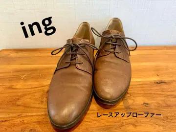 브라운 가죽 레이스업 슈즈 중간 힐