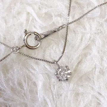 K10WG 0.20ct 싱글 볼 다이아몬드 목걸이 화이트 골드
