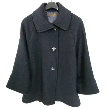 PARIGOT 블랙 울 래글런 소매 하프 코트