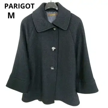 PARIGOT 블랙 울 래글런 소매 하프 코트
