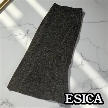 [ 새상품 택 포함 ] ESICA 에시카 메탈릭 니트 롱 스커트 블랙