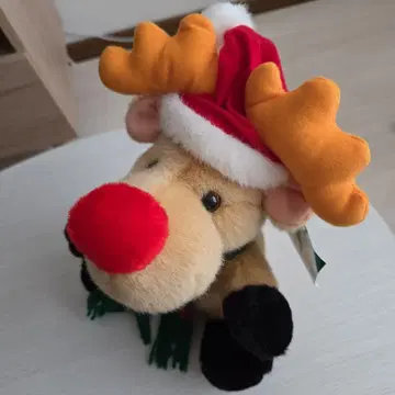 산타 모자 달린 루돌프 봉제 인형 멜로디 포함