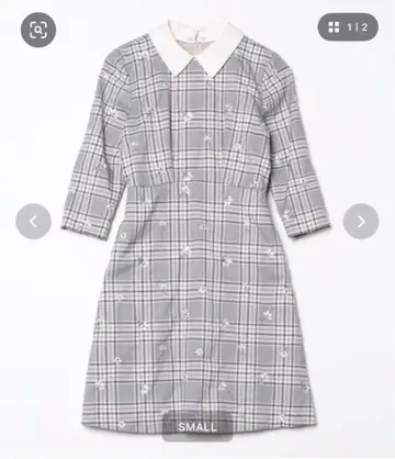 JILLSTUART 그레이 체크 무늬 꽃무늬 자수 원피스 S 사이즈