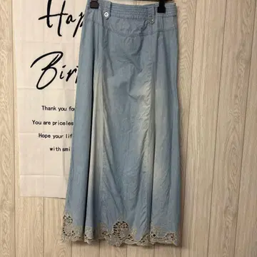 CYNICAL 데님 스커트 레이스 트리밍 포함