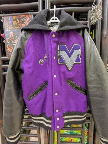 USA DeLong 소매 가죽 바시티 자켓