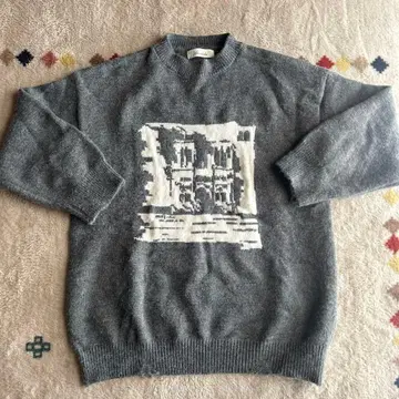 Alcocududu 그레이 스웨터 긴팔 건물 디자인