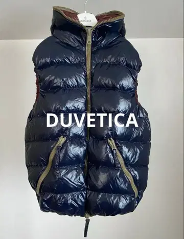 DUVETICA 후드 부착 다운 베스트 48 네이비 남성용 L