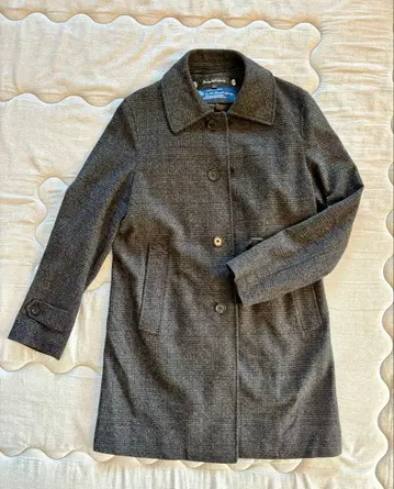 그레이 체크 무늬 스텐카라 코트 L 사이즈