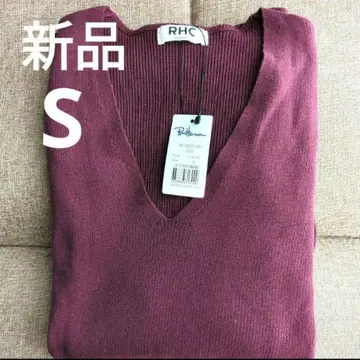 새상품 Ron Herman V넥 리브 니트 버건디 S 긴팔