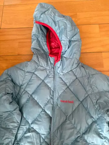 mont-bell 퀼팅 다운 자켓 리버서블 스카이블루/빨간색