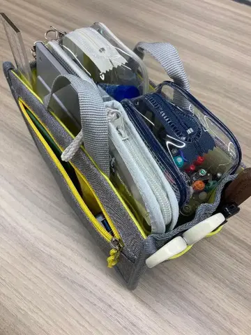 문구 수납 백 투명 파우치 포함 그레이