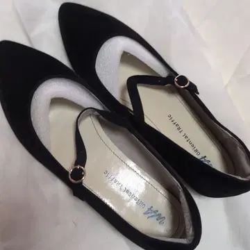 블랙 플랫 벨로아 스트랩 슈즈 사이즈 40