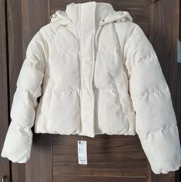 웜 패딩 코듀로이 블루종 xs 사이즈 GU 내추럴