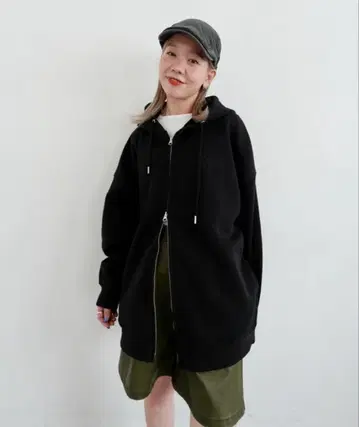 신상 엠보싱 BIG ZIP 후드티 블랙 FREE 6930엔