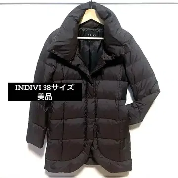 새상품급 INDIVI 롱 다운 스탠드 카라 집업 38 M