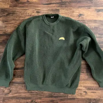 kutir 와플 편직 니트 스웨터 올리브 그린 L 사이즈