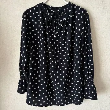 쉽스 도트 프릴 넥 2WAY 블라우스 네이비 리본 SHIPS